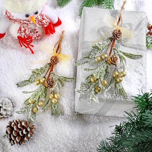 Giegxin 1 Piece Christmas Mistletoe Ornament,Bright Style,Gold