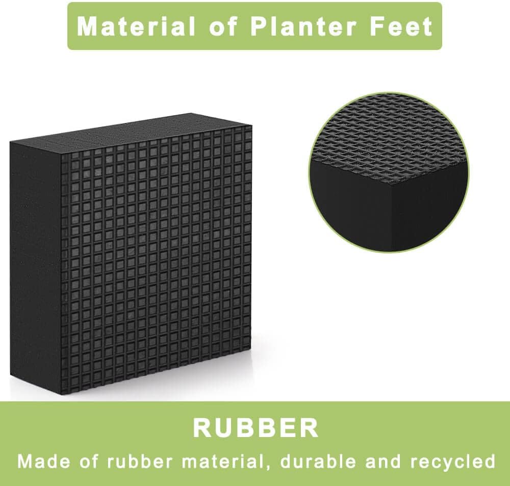 Invisible Rubber Pot Feet – Square Non-Slip Risers Elevate 3/4 Inch for Drainage & Airflow, 24 Pack Solid Pot Risers