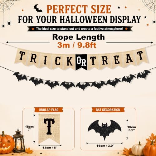 Uniwish Trick or Treat Banner Garland Halloween Decorations for Mantel