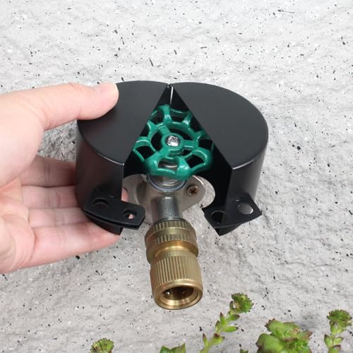 Outdoor Faucet Lock Cover with Padlock Water Spigot Lock Gate Valve Lockout Device Hose Bib Lock Childproof Exterior Faucet Locks, Stop Unauthorized Water Use,Black