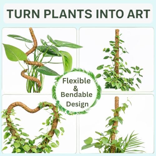 2 Pack 28" Bendable Moss Pole Monstera Plant Support for Climbing Plants