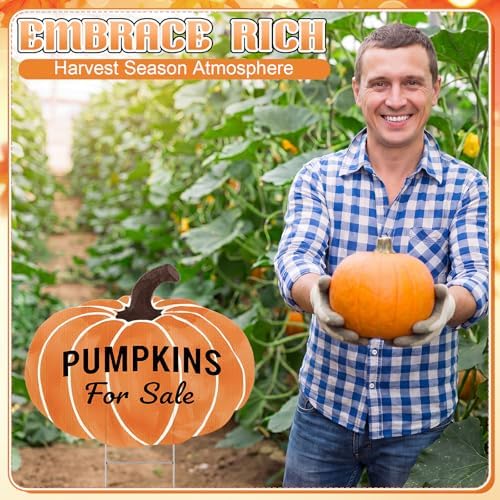 4 Pcs Fall Pumpkin Plastic Yard Sign, 15.7 x 13 in Garden Stakes
