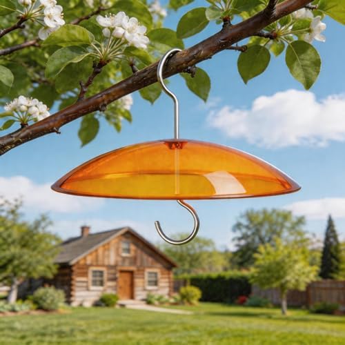 8" Mini Plastic Rain Cover for Bird Feeder, Yellow Weather Guard Dome