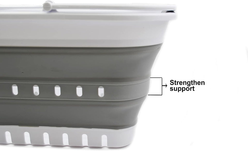 SAMMART 29L (7.6 Gallon) Collapsible Tub with Handle - Portable Outdoor Picnic Basket/Crater - Foldable Shopping Bag