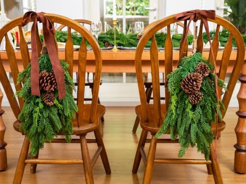 4PCS 28’’ Lush Cedar Pine Swag with Big Pine Cones, Christmas Teardrop Swag