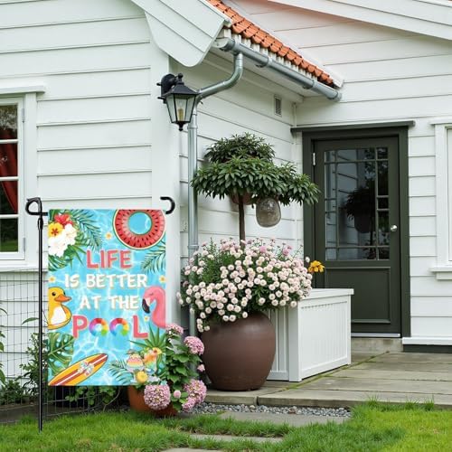Life is Better at the Pool Garden Flags 12 x 18 Inch Double Sided