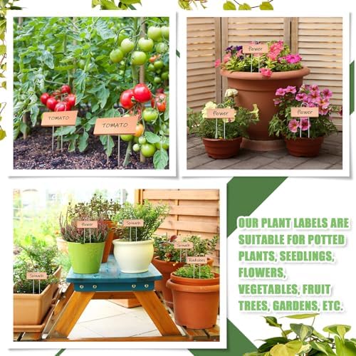 Maitys 38 Pcs Metal Plant Markers Outdoor, Rose Gold Label with Black Ink