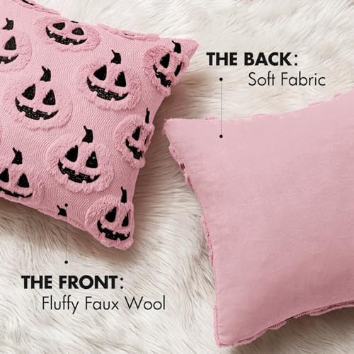 MIULEE Halloween Fall Pumpkin Throw Pillow Covers 20x20 Pink