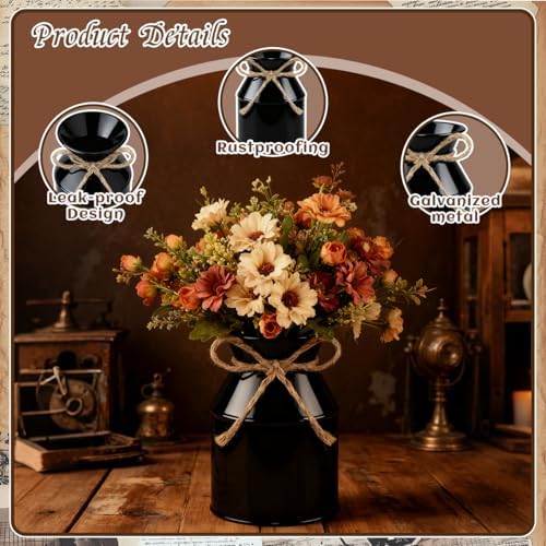 12 Pcs 5.12in Metal Vase, Rustic Vases, for Farmhouse Style Decor（Black）