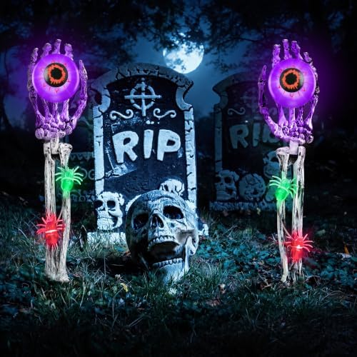 Halloween Skeleton Hands Decorations, 2 Pack Halloween Decorations Outdoor