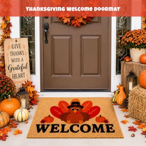 Thanksgiving Turkey Welcome Door Mat- Turkey Outdoor Front Doormat