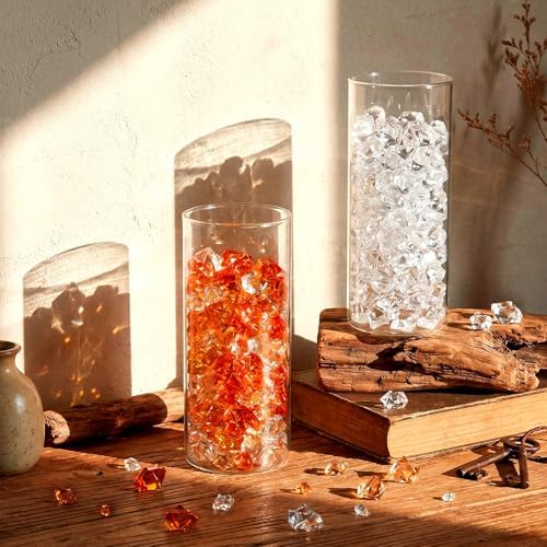 Syhood 570 Pcs Orange, Coffee and Clear Acrylic Gems Plastic Crystals