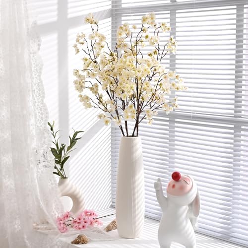 40'' Cherry Blossom Branches, 4 Pcs Faux Cherry Blossom Tree Stems Decor
