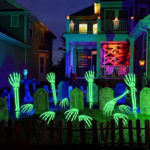 GlikCeil 18 Pcs Halloween Glow in the Dark Skeleton Arms and Hands,Luminous
