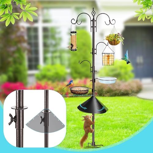 YINGYM 87 Inch Bird Feeding Station Kit with Squirrel Baffle for Outside