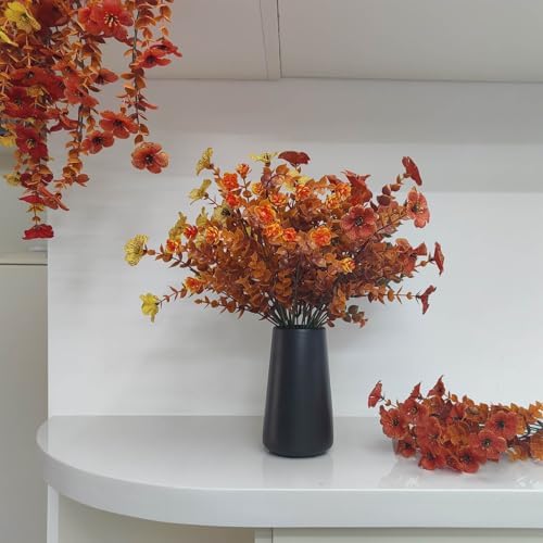 Simple Boho Ceramic Flower Vase for Home Decor (Matte Black,Small)