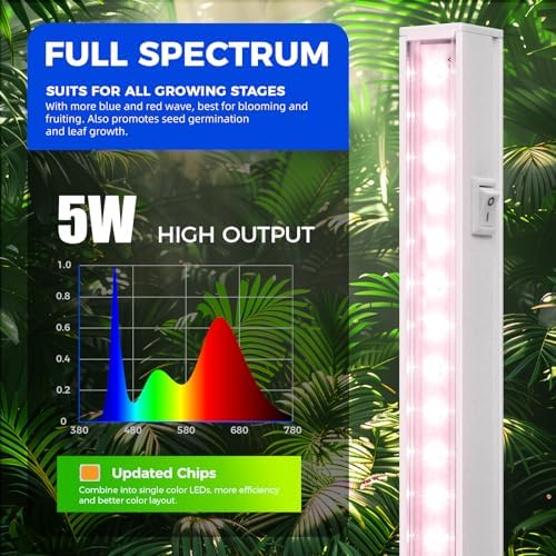 Barrina T5 Plant Lights, 5W LED Grow Light Strip, 1FT White Cover, 8 Packs