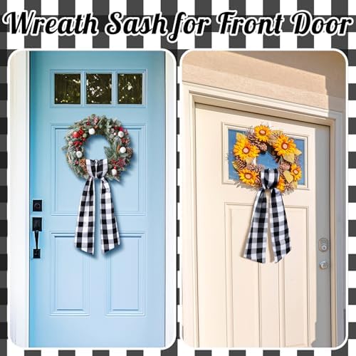 VitalCozy 2 Pcs Wreath Sash for Front Door, Plaid