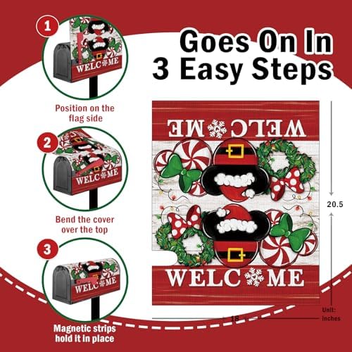 Welcome Christmas Santa Mailbox Cover Magnetic Standard Size