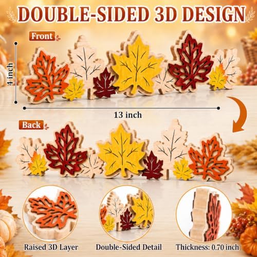 Fall Tabletop Decor Wooden Sign, Maple Leaf Fall Shelf Decor for Home