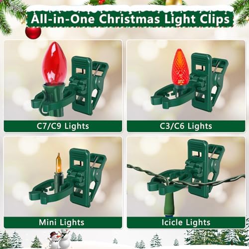 KJX Large C7 C9 Christmas Light Spring Clips, 200 Pack Gutter Roof Clips