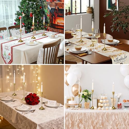 Candlestick Holders 4 Sets(12 Pcs), Brass Gold Candle Holders with Anti-Slip Pad, Metal Taper Candle Holder, Candle Holder for Wedding Fireplace Mantel Housewarming Gift