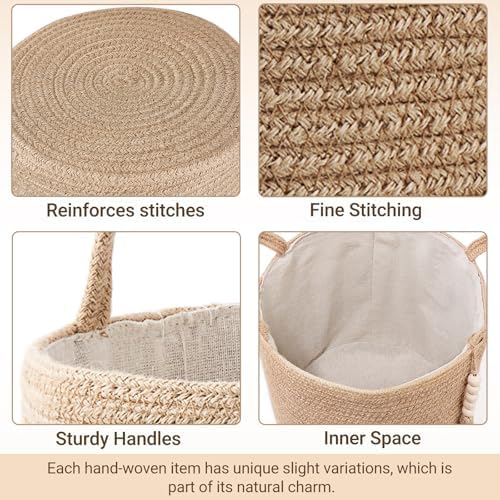Mkono Woven Storage Basket for Blanket, Toys Plant Organizer, 11"W x 11"L