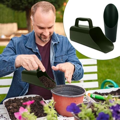 Garden Soil Scoop, 2-in-1 Multi-Function Plastic Spoon Soil Shovel Wear Resistant Digging Tool Cultivation Potting Scoop with Mini Scoop for Digging Up or Transporting Scoops of Soil
