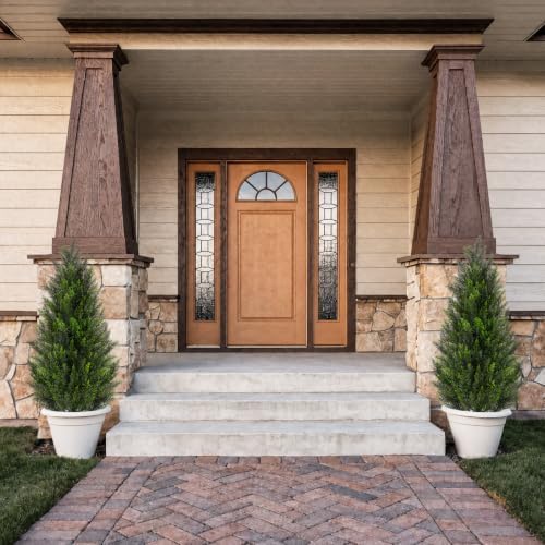 VIVATREES 4FT Artificial Topiary Cedar Trees, UV-Resistant Faux Evergreen Outdoor Plants, Artificial Pine Tree for Outdoor Front Porch Patio Entryway Decor, Set of 2