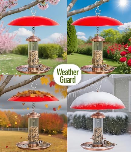 12" Hummingbird Feeder Shade Cover,Bird Feeders Dome Rain Cover,Hummingbird Umbrella for Shepherd's Hook Outdoors(Red) 2 Pack