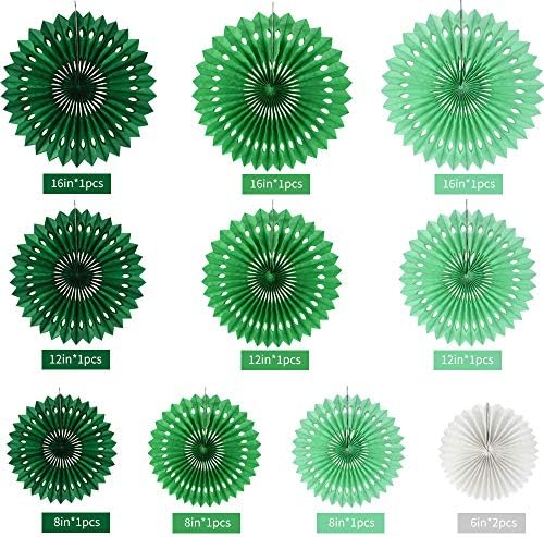BEISHIDA Honeycomb Round Paper Fans Green White Hanging Party Decoration