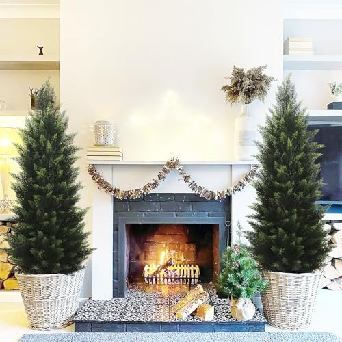 4FT Artificial Cedar Topiary Tree, Set of 2