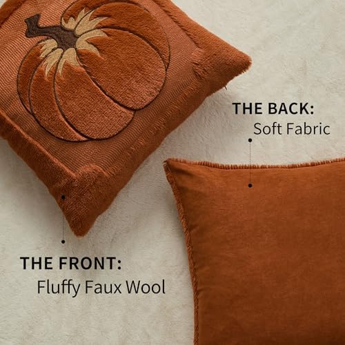 Allorry Fall Pillow Covers 18x18 Rust Pumpkin Leaves Home Decor PT021C18