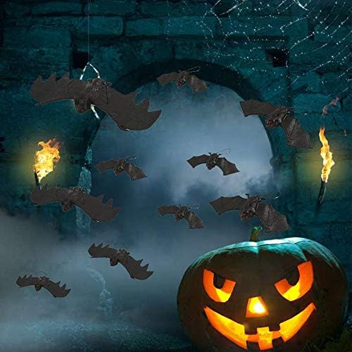 BigOtters 12PCS Halloween Hanging Fake Bats, Halloween Decorations