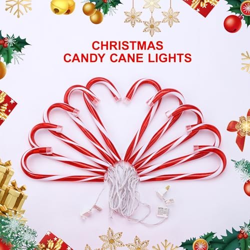 10 Pack Candy Cane Pathway Lights, Light Up Outdoor Christmas Decoration