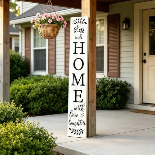 Welcome Sign for Front Door Porch, Bless Our Home Signs 47"