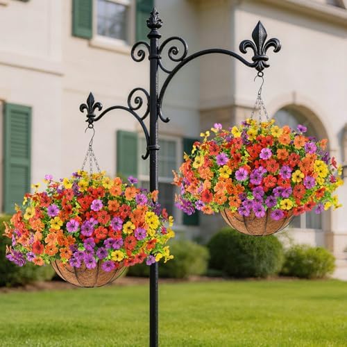 Artificial Fake Hanging Flowers Plants Basket for Outdoor Decoration