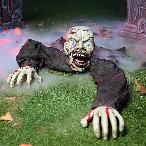 JOYIN Halloween Outdoor Decoration Zombie Groundbreaker with Creepy Sound and Flashing Eyes for Haunted House Props, Yard, Lawn, Patio, Graveyard Halloween Outside Decorations