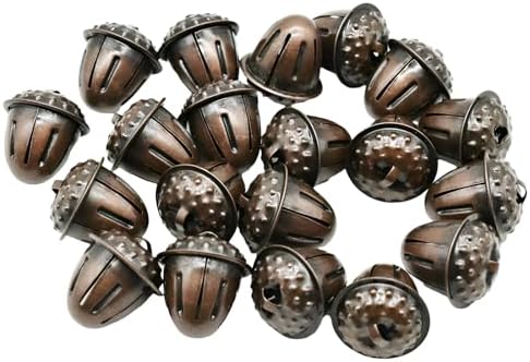Maydahui 20 PCS Acorn Shaped Christmas Jingle Bells 1.2 Inches Red Bronze