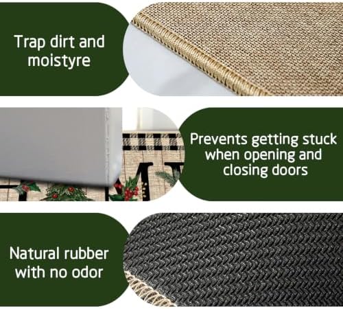 ORTIGIA Christmas Tree Doormat Home Sweet Home Indoor Outdoor Patio Winter Welcome Door Mats Large 17x36 INCH Non-Slip Durable Entrance Mat for Home Entrance Outside Entry Yard Floor Patio