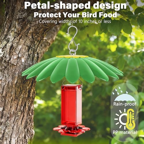 13.5 inch Bird Feeder Rain Guard,Hummingbird Feeder Shade Dome Cover,Umbrella Cover for Bird House for Outdoor,Squirrel Guard(Green) 2 Pack