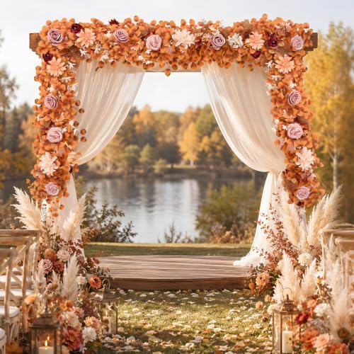 Waipfaru 2Pcs Fall Garland, 11Ft Eucalyptus Garland with Flowers