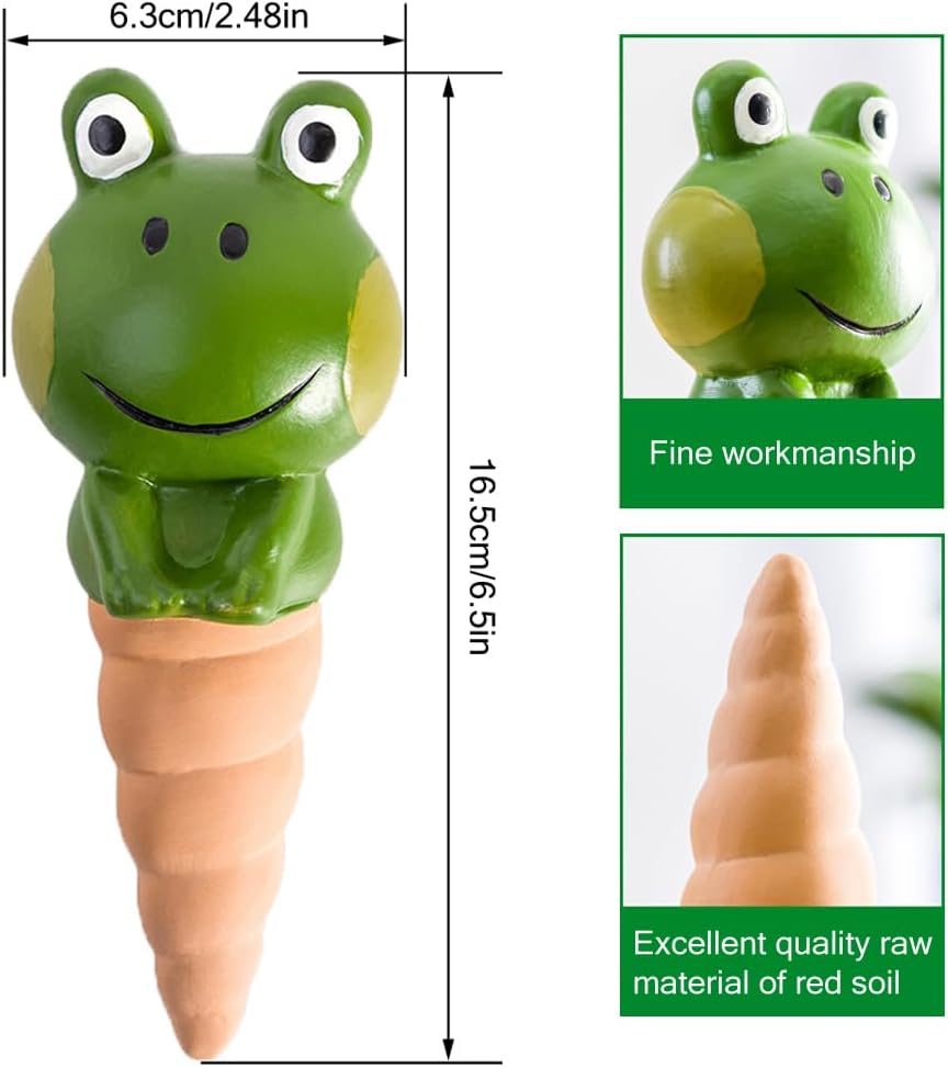 Kaxich Terracotta Plant Self Watering Spikes, 4 Pack Plant Watering Globes Frogs Styles Decorative Self Plant Watering