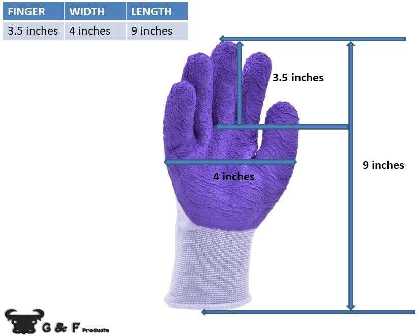 G & F Products Women’s Gardening Gloves, Micro-Foam Coated, Durable, Flexible Nylon Shell, Textured Palm for Maximum