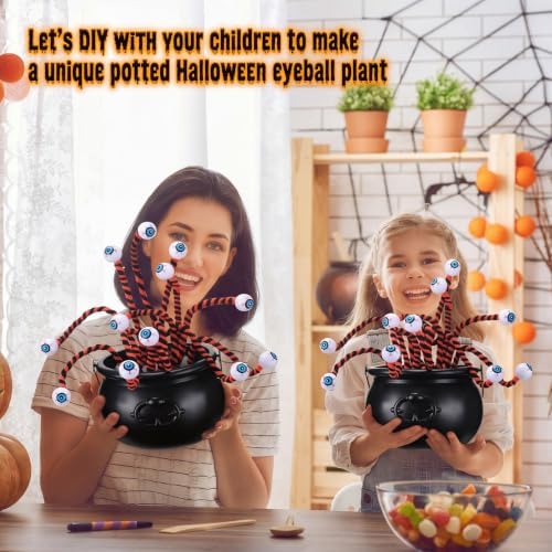 Wavwavw 12 Pcs Halloween Eyeball Picks 10 Inch Floral Pick,Black and Orange