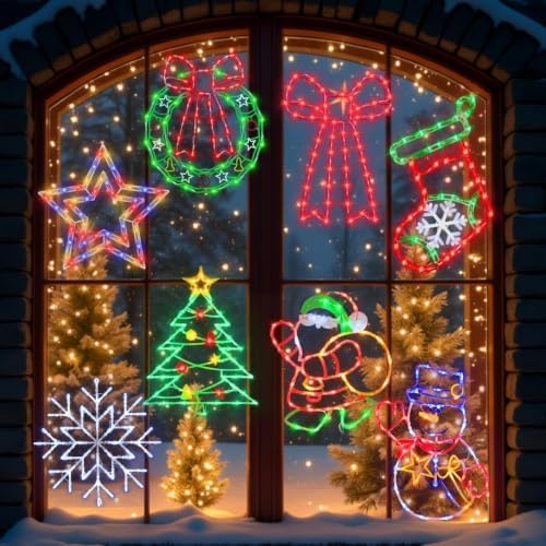 TRWYMZ Christmas Decorations - 16" Christmas Window Silhouette Lights