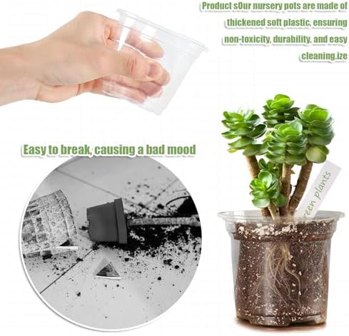 4/5/6Inch Nursery Pot,30 Pack Clear Pots with Drainage