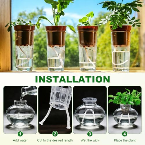 M METERXITY 2-Pack 49.2 Feet Self Watering Wick Cord, 1/6 Inch Cotton Rope Self Wicking Rope for Potted Plants/Flower Pots/Seedlings, Water Wicks for Plants [White]