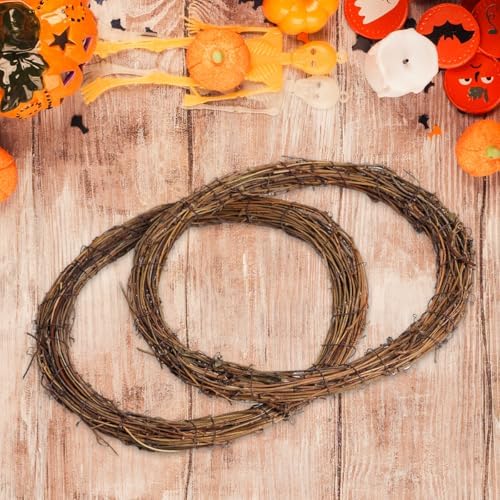 Natural Grapevine Wreaths Set,2 Pack I6 DIY Rattan Wreath Frame,Vine Branch Rings,Round Rattan Twig Wreaths Base,DIY Wreath Making Supplies for DIY Crafts,Xmas,Easter,Halloow,Thanksgiving
