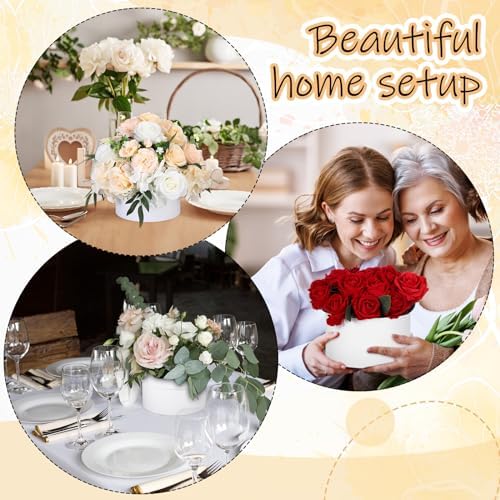 Nuenen Round Gift Boxes with Lids Floral Foam Set for Arrangements, White